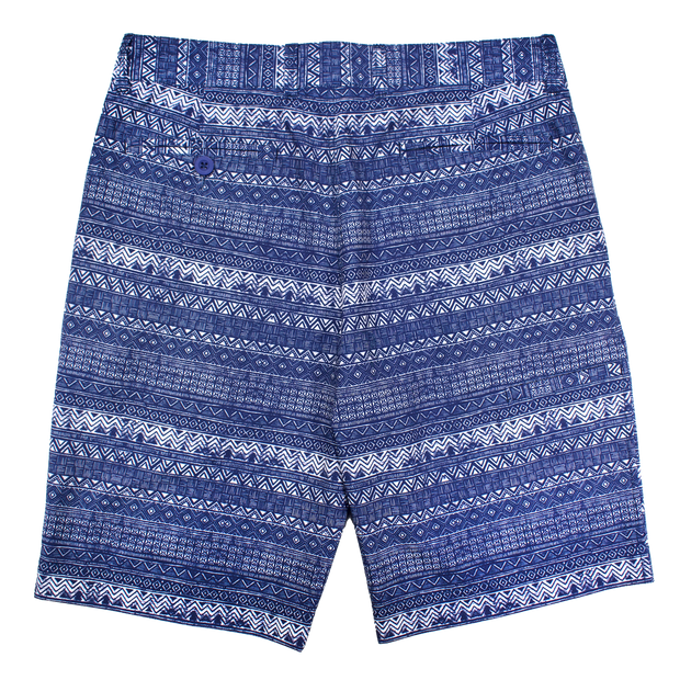 Batik Print Golf Short, Denim Blue