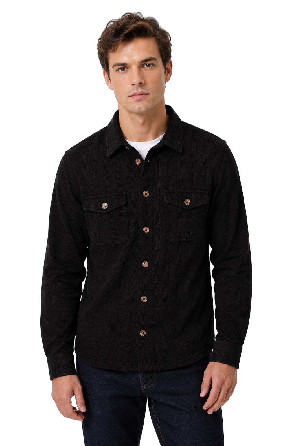 Cable Knit Sweater Shirt