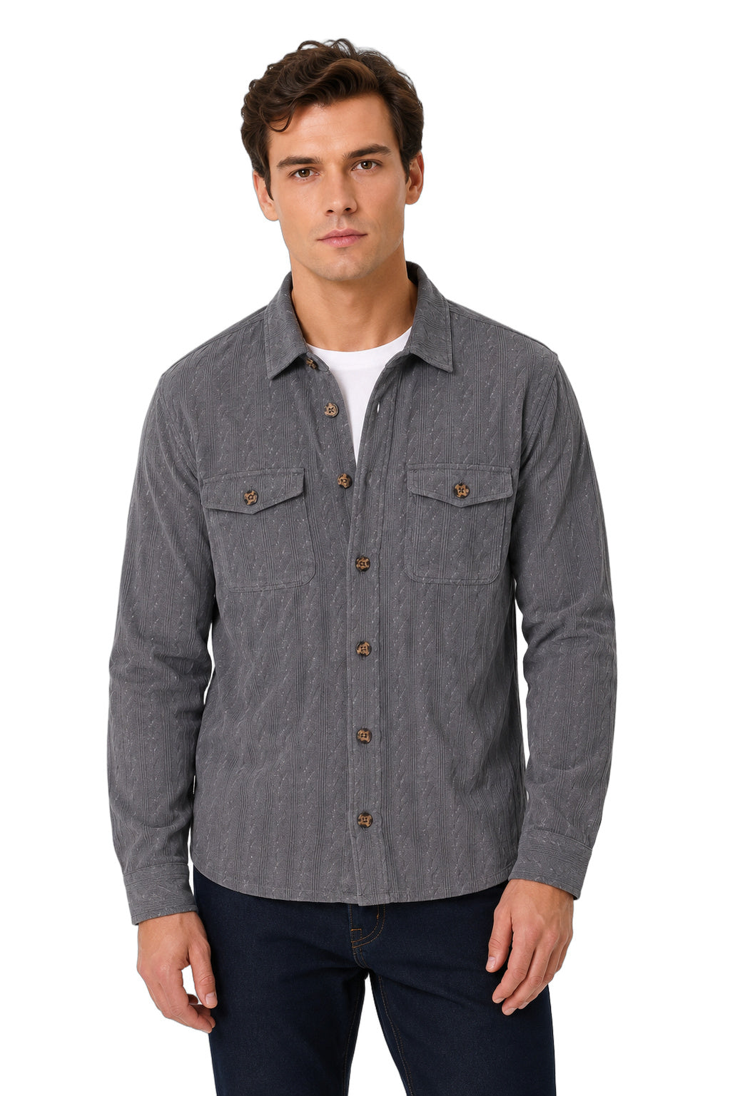 Cable Knit Sweater Shirt
