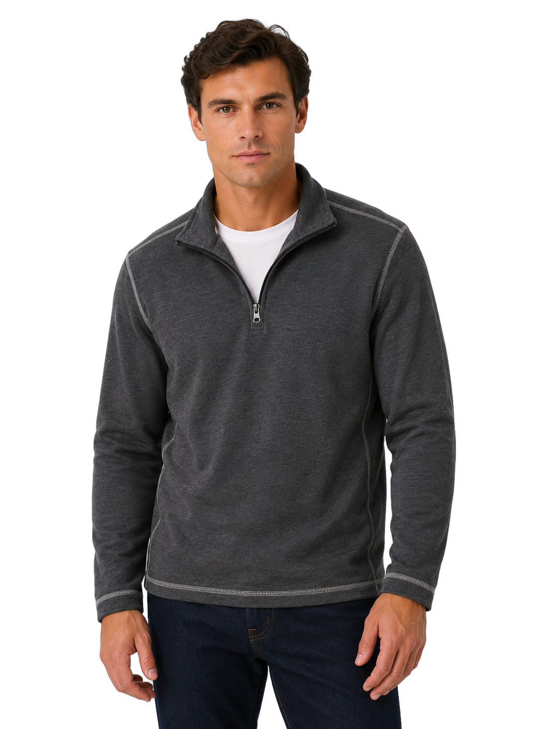 Plated Knit Mini Oxford Qzip