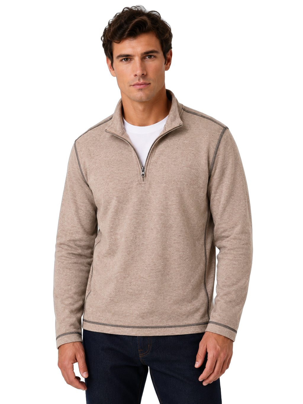 Plated Knit Mini Oxford Qzip