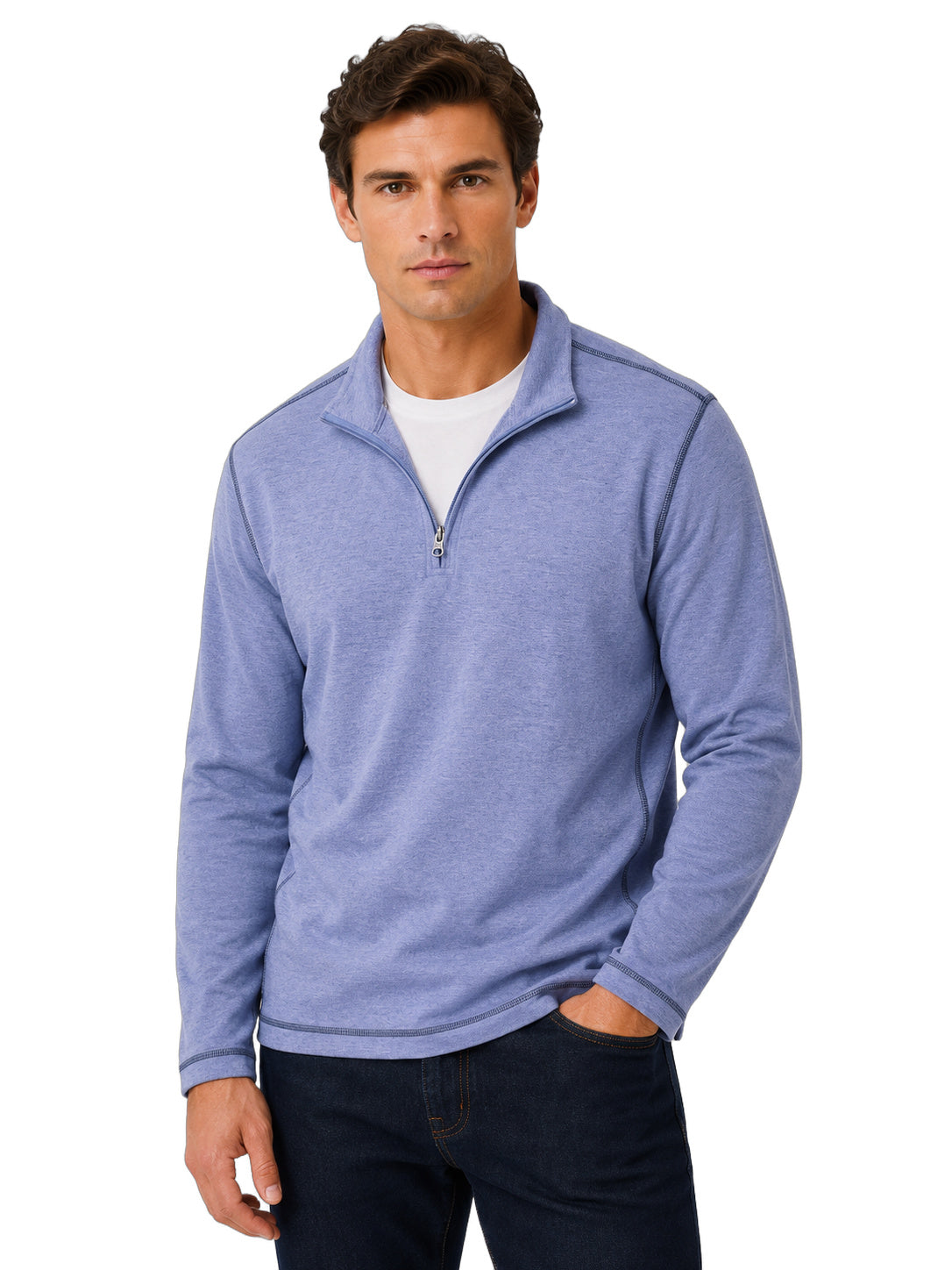Plated Knit Mini Oxford Qzip