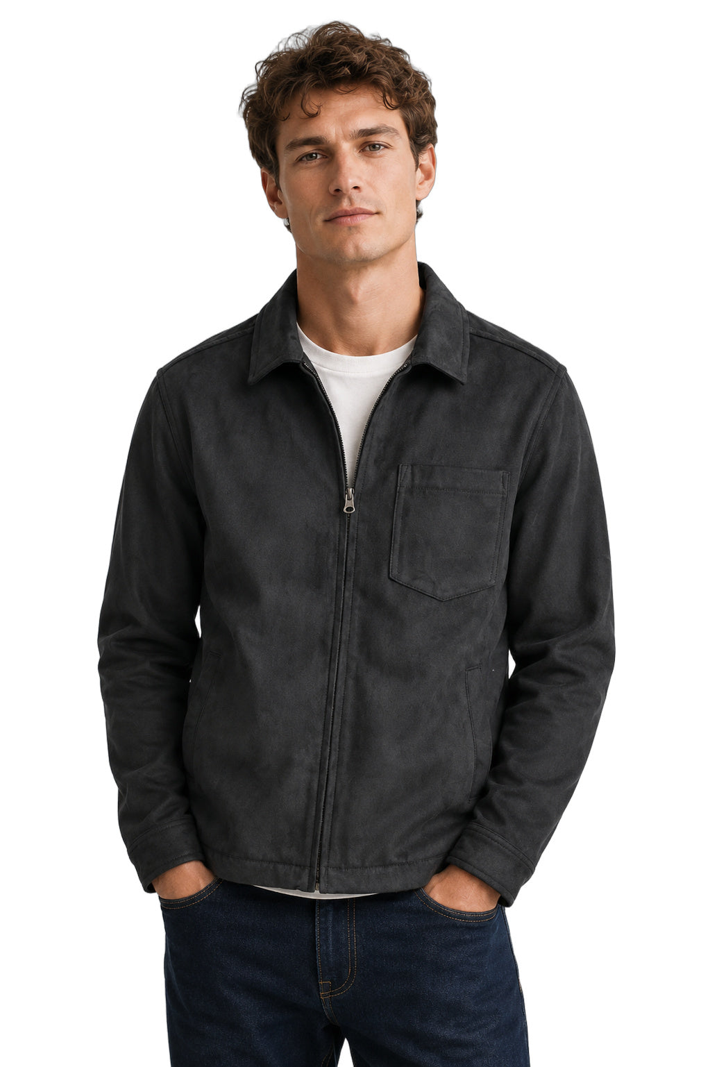 Suede Full Zip Jacket