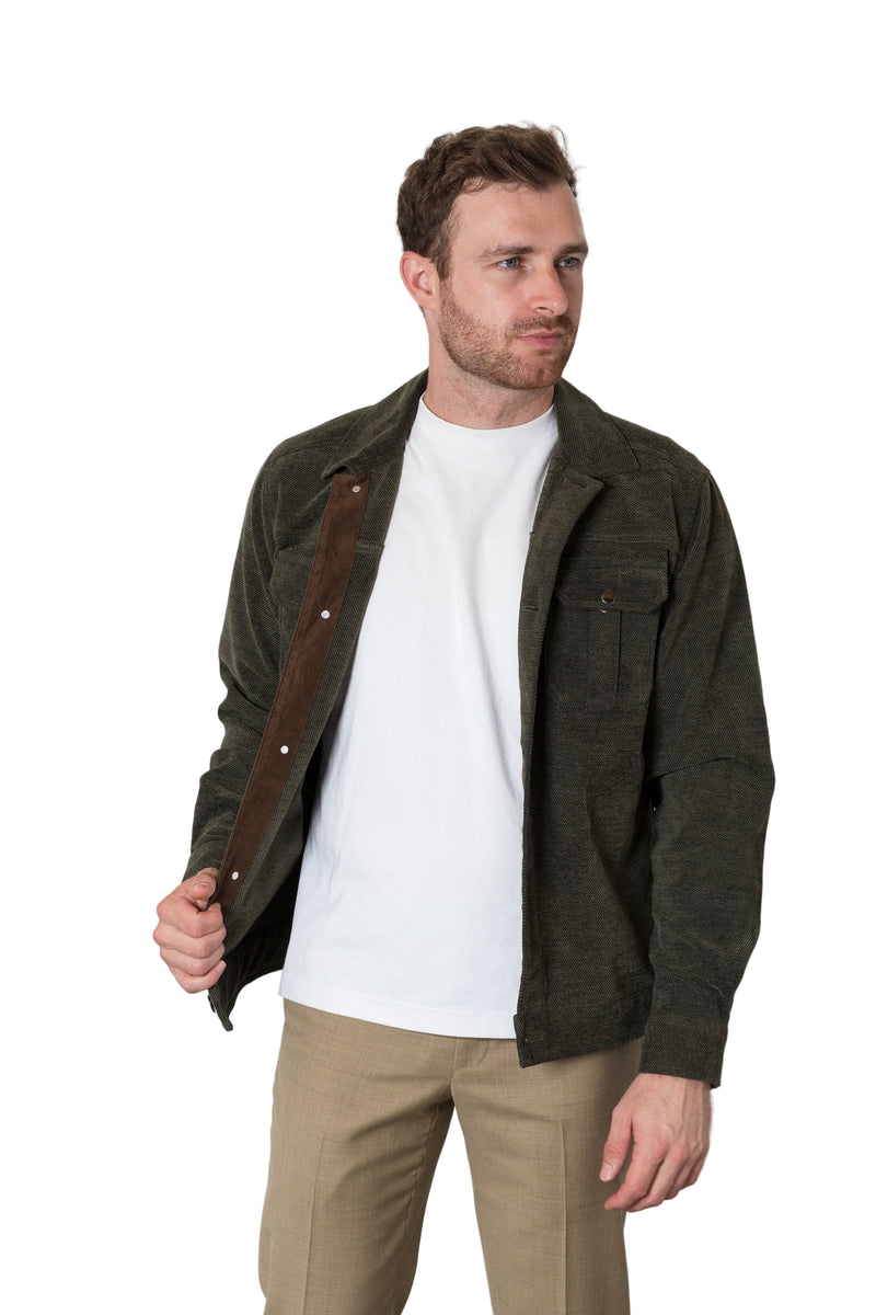 Chevron Twill Shirt Jacket - Olive