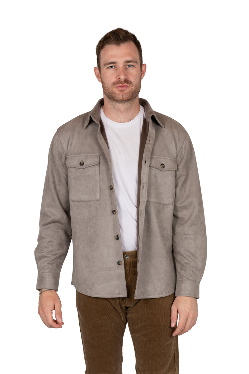 Sueded Over Shirt - Taupe