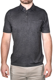 Hybrid Micro Pique Polo, Char Black Heather