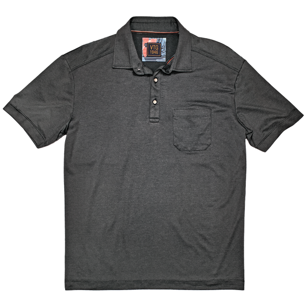 Hybrid Micro Pique Polo, Char Black Heather