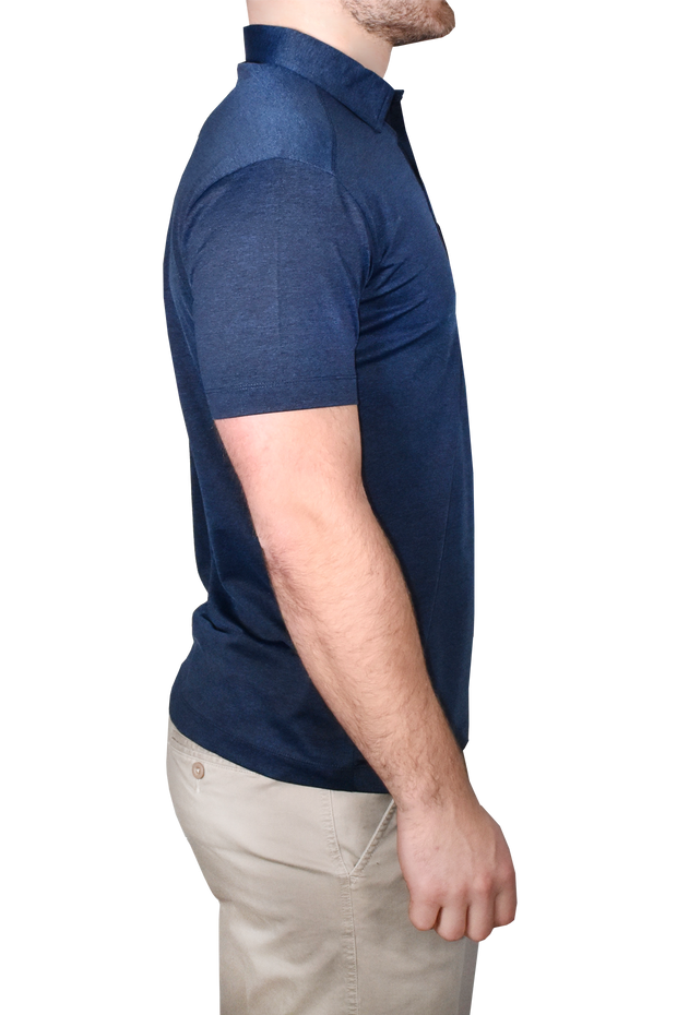 Hybrid Micro Pique Polo, Navy Heather