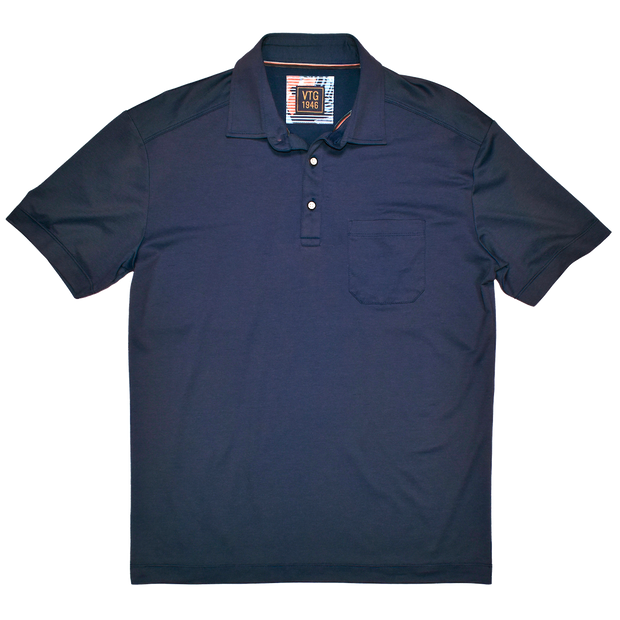 Hybrid Micro Pique Polo, Navy Heather