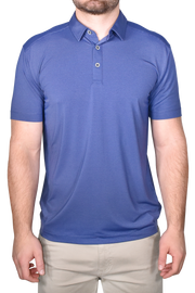 Two Tone Stretch Polo, Slate Blue