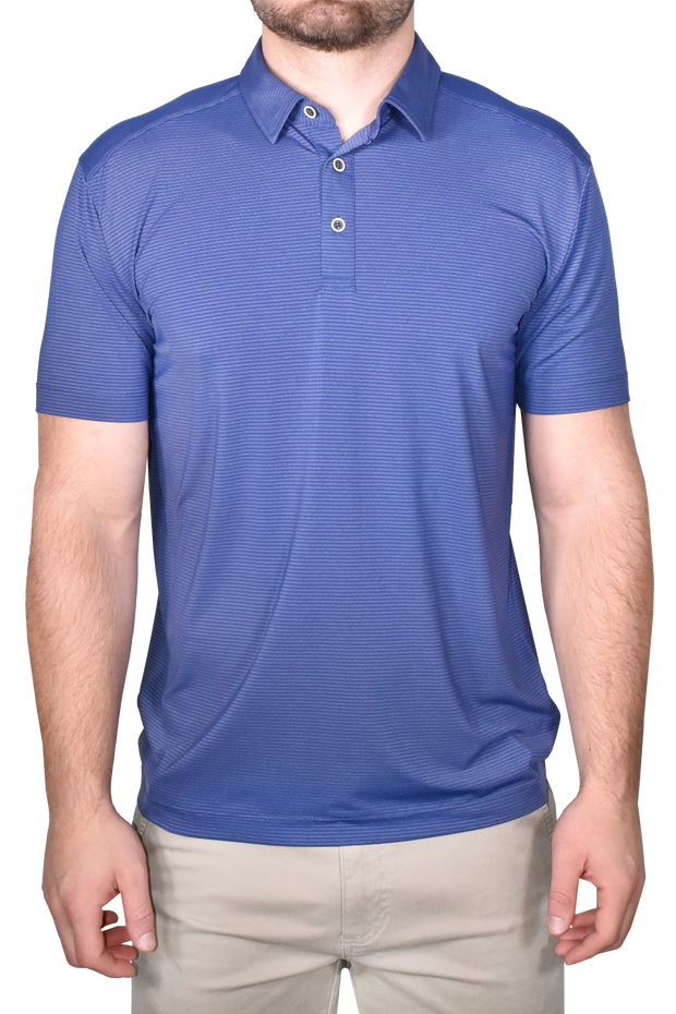 Two Tone Stretch Polo, Slate Blue