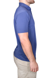 Two Tone Stretch Polo, Slate Blue