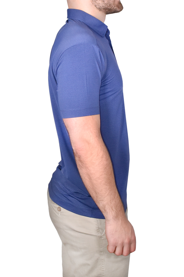 Two Tone Stretch Polo, Slate Blue