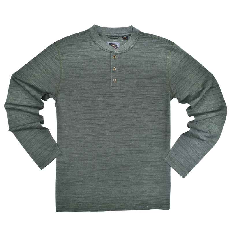 Burnout Slub Heather Knit Jersey Henley - Deep Forest Heather