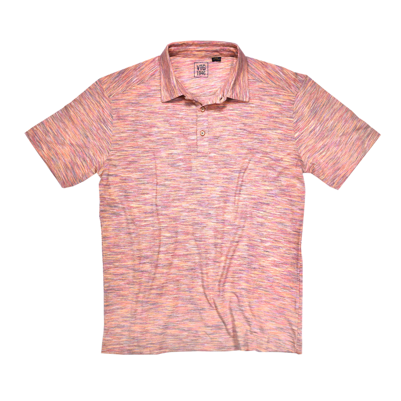 Color Injected Spaced Dyed Jersey Polo - Orange Multi