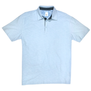 Garment Dyed Slub Knit Polo, Ice Blue