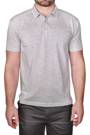 Heather Slub Jersey Polo, Pearl Grey