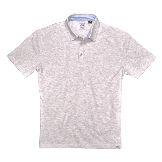 Heather Slub Jersey Polo, Pearl Grey