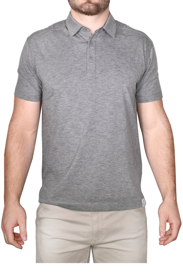 Heather Slub Jersey Polo, Grey