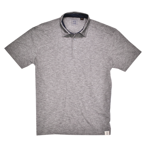 Heather Slub Jersey Polo, Grey