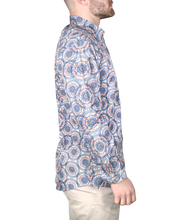 Printed Long Sleeve Woven Shirt, Navy Spirals