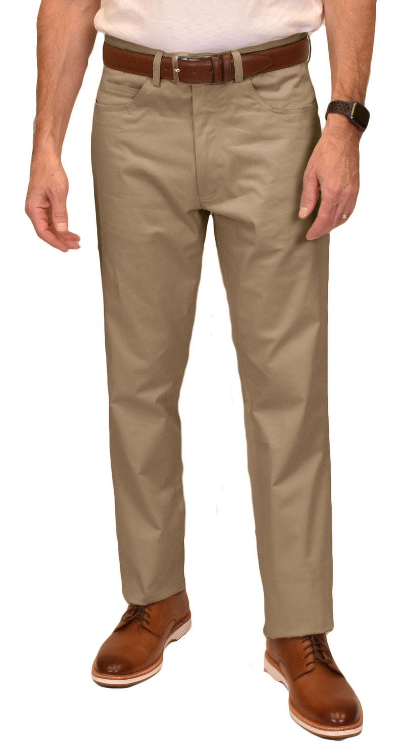 Charleston Khakis Fine Line Stretch Twill, 5 Pocket - Dark Tan