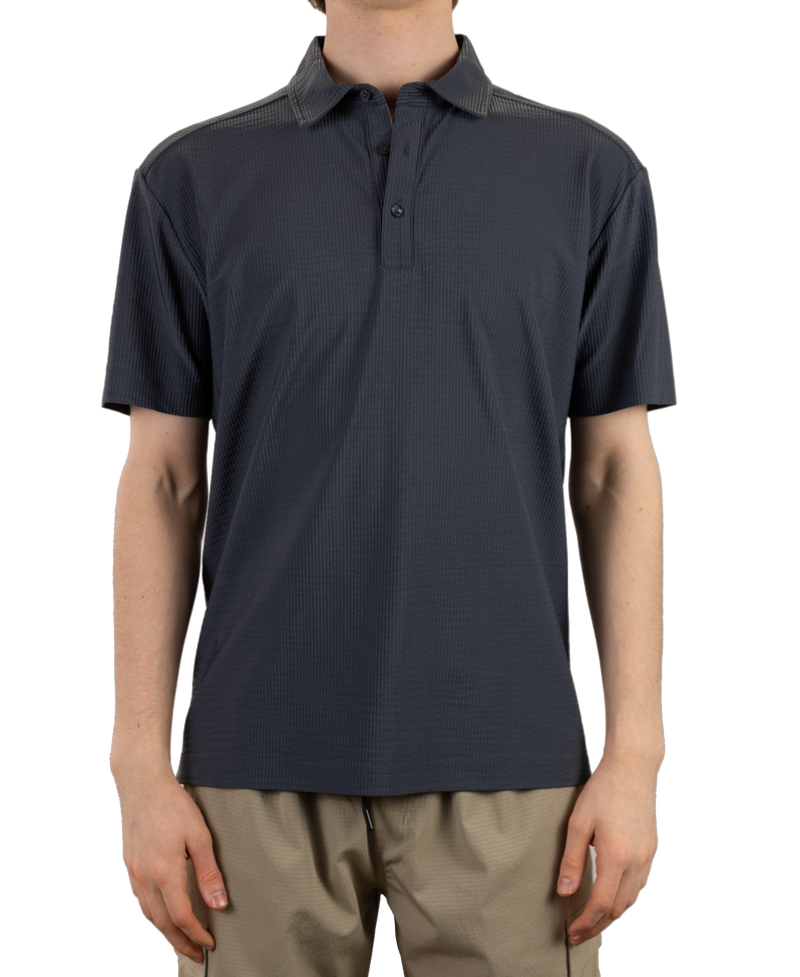 Hybrid Seersucker Polo - Charcoal