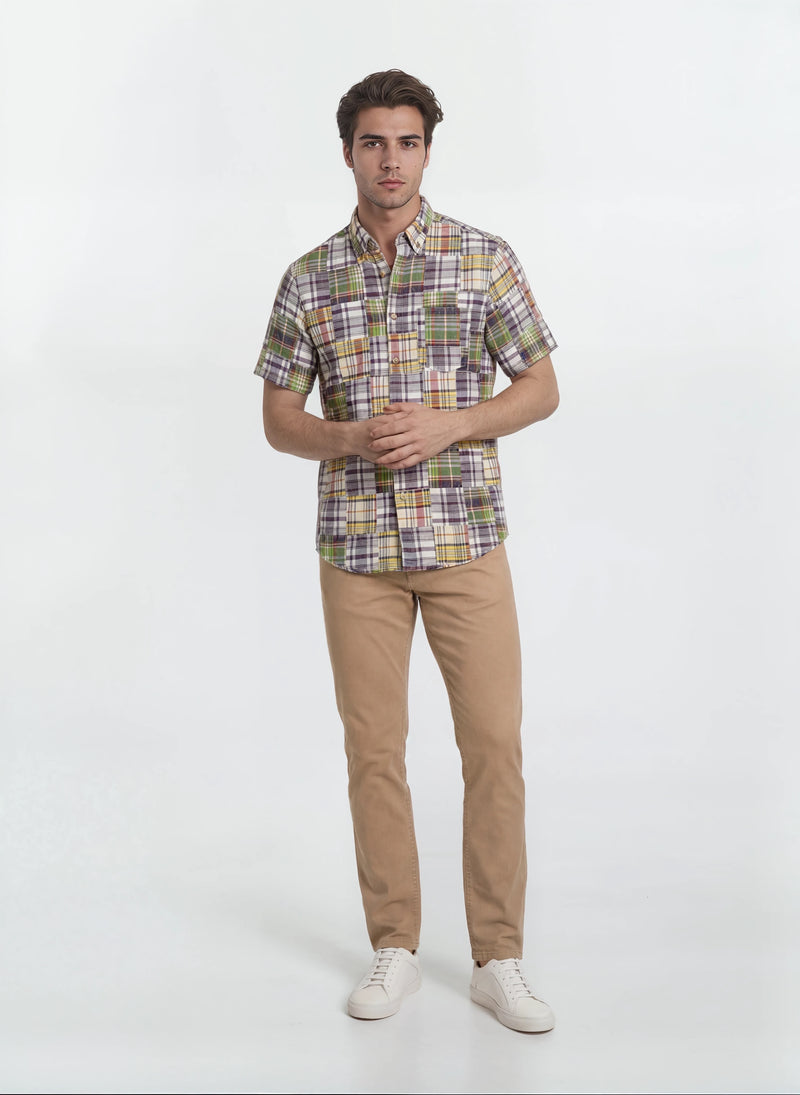 Patch Madras Shirt - Navy Mix