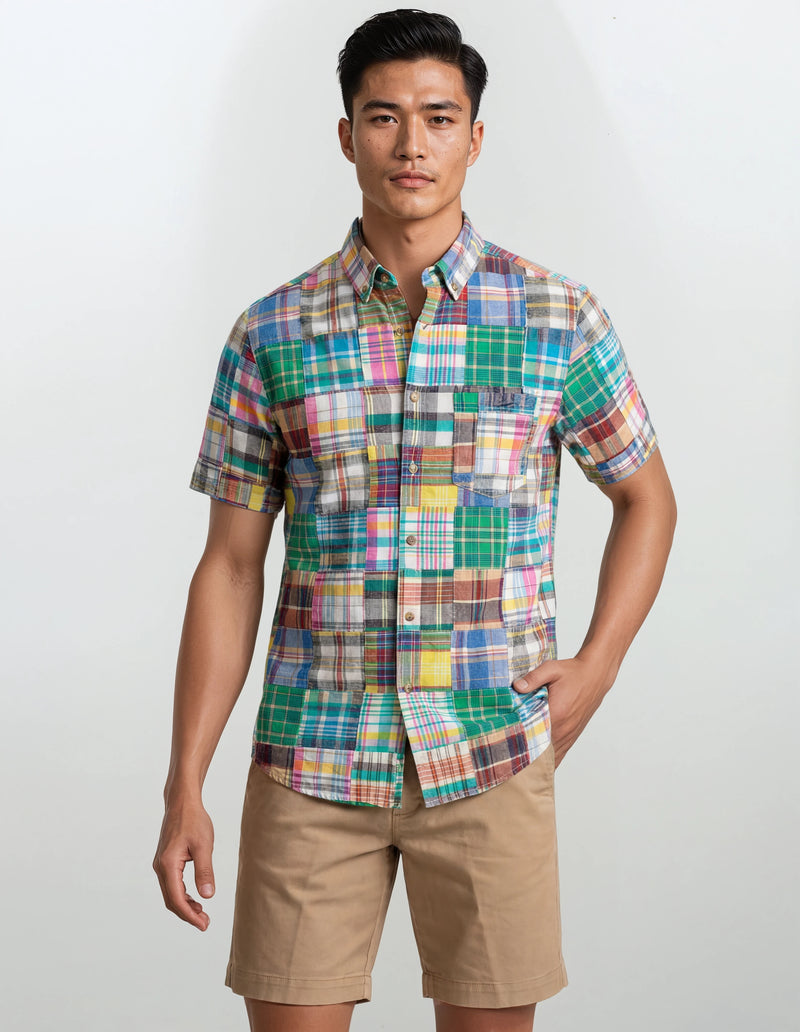 Patch Madras Shirt - Lt Blue Mix