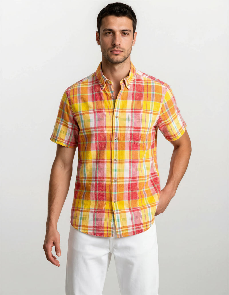Authentic Indian Madras Shirt - Red Mix
