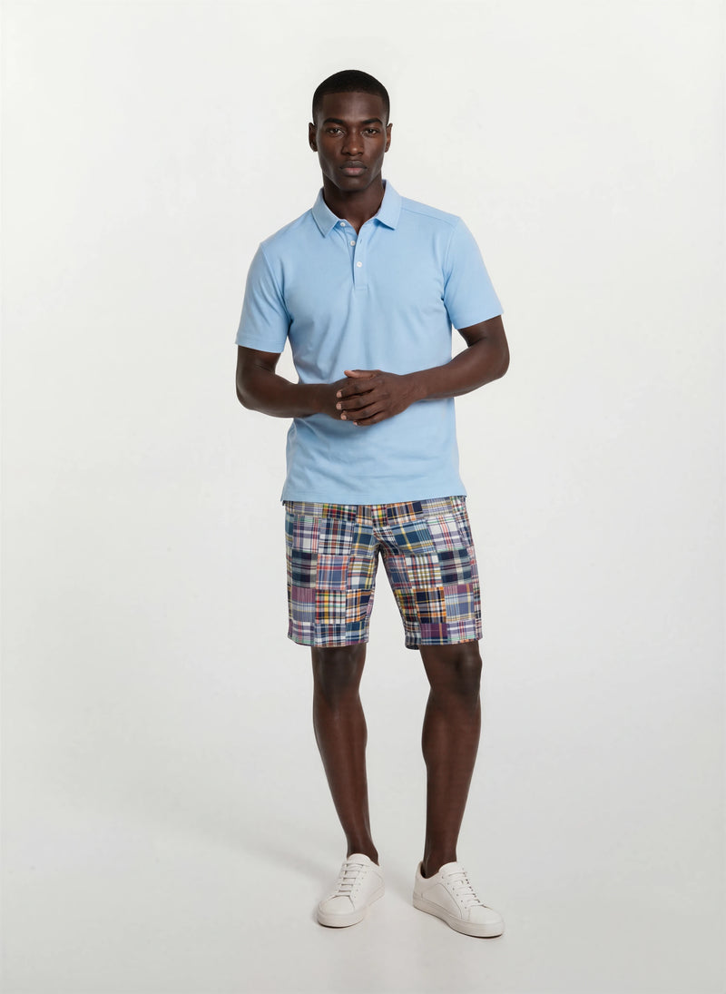 Patch Madras Short - Slate Blue