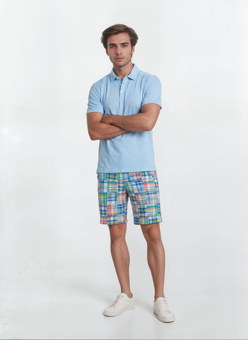 Patch Madras Short - Pool Blue
