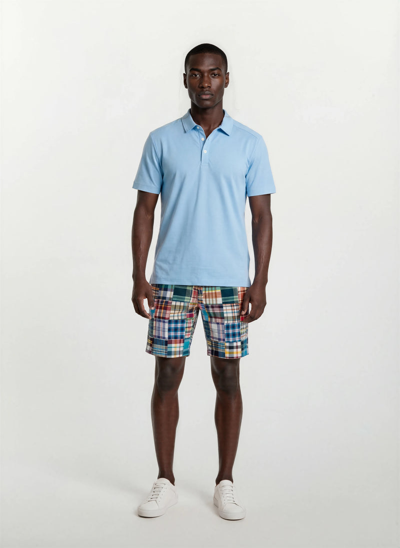 Patch Madras Short - Ocean Blue