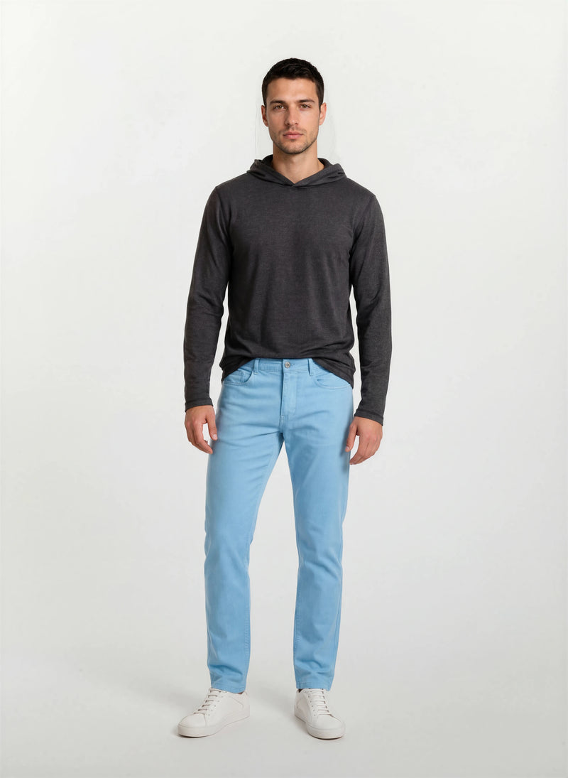 Cotton Tencel Garment Dyed 5-Pocket Pant - Ocean Blue