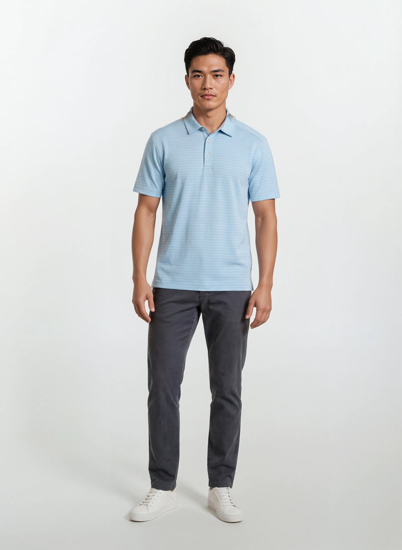 Cotton Tencel Garment Dyed Flat Front Pant - Storm Blue