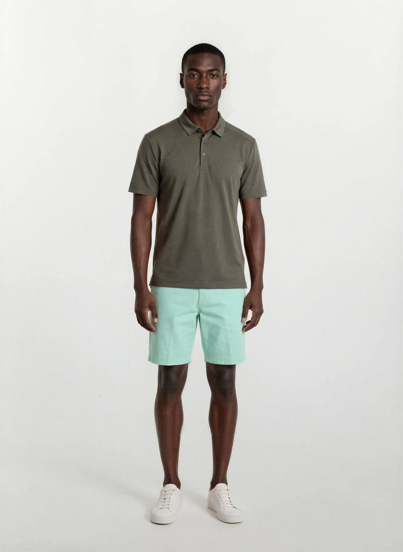 Cotton Tencel Garment Dyed Flat Front Short - Seafoam