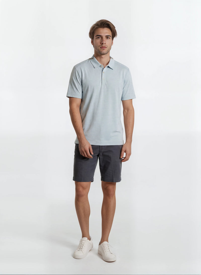 Cotton Tencel Garment Dyed Flat Front Short - Storm Blue