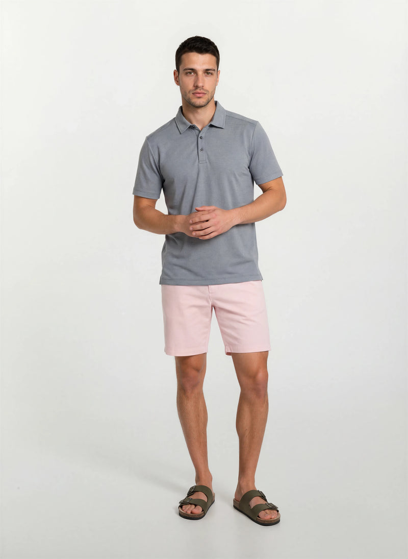 Cotton Tencel Garment Dyed Flat Front Short - Faded Rose