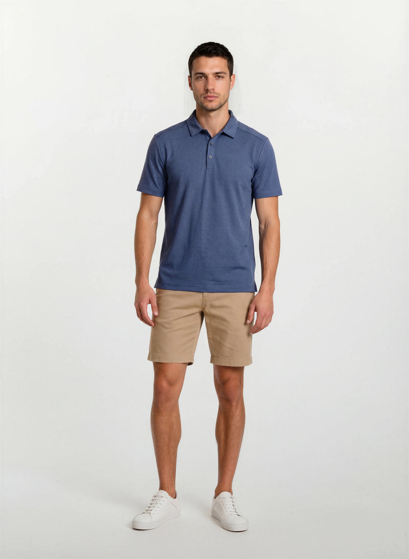 Jacquard Lurex Polo - Denim