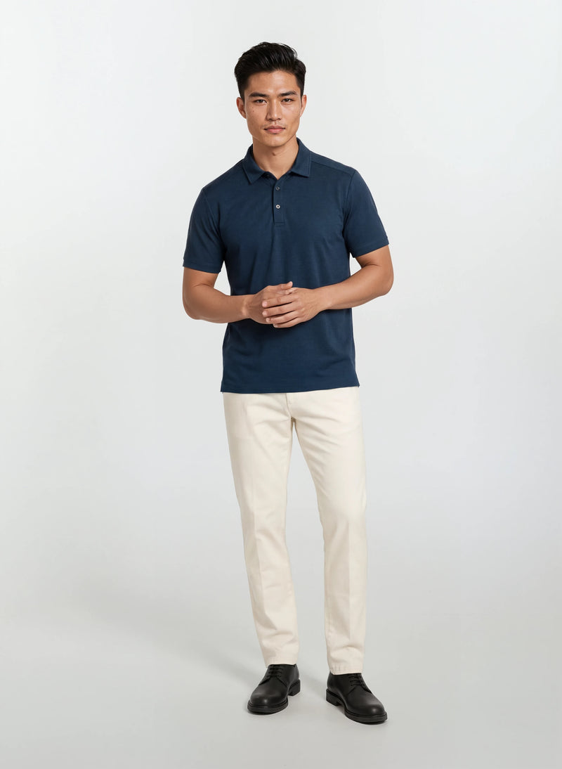 Pinweave Hybrid Stretch Polo - Midnight