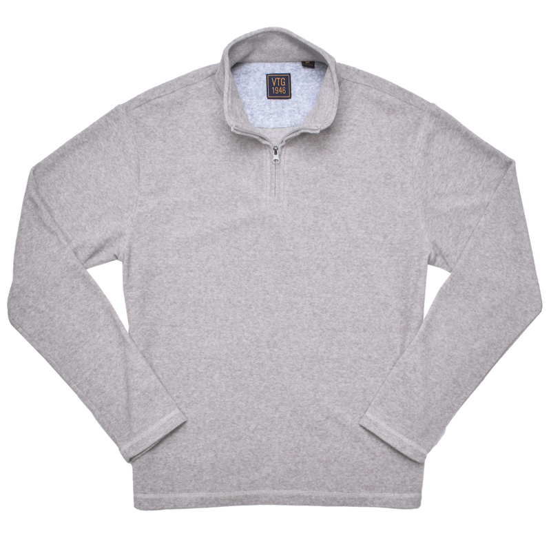 Soft Brushed Sweater Knit Qzip - Cloud Grey Heather