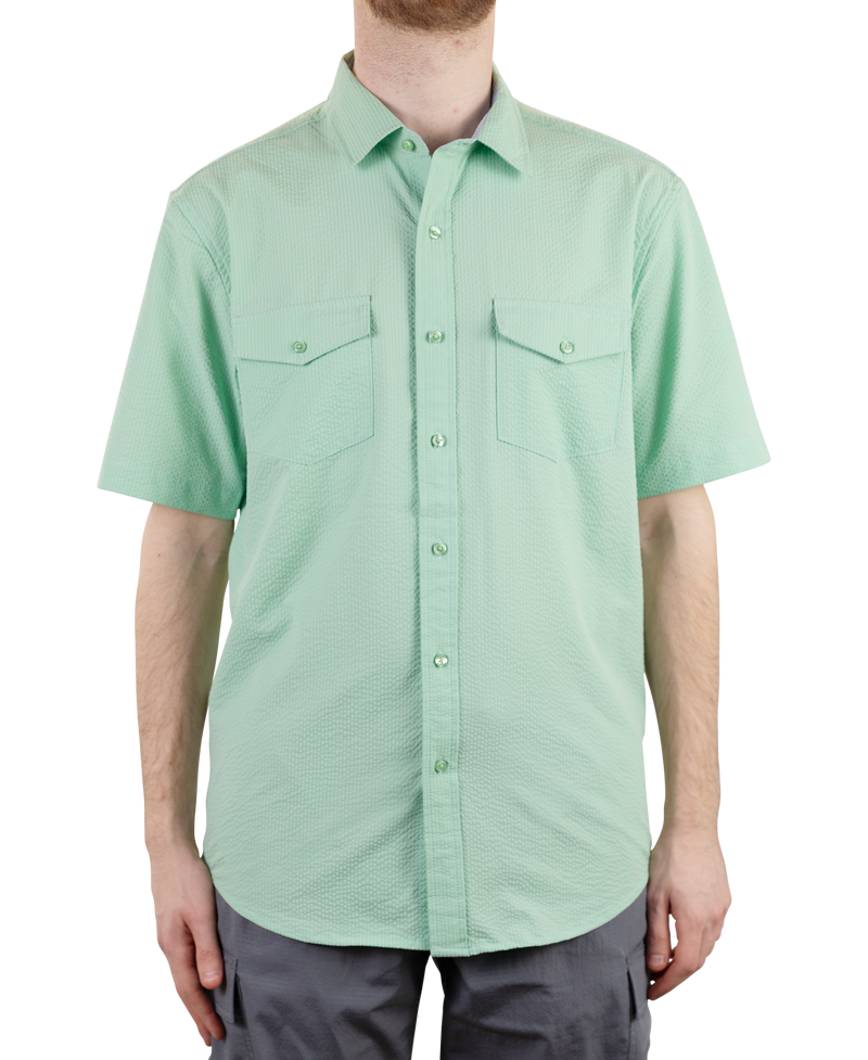 Hybrid Seersucker Shirt - Celadon