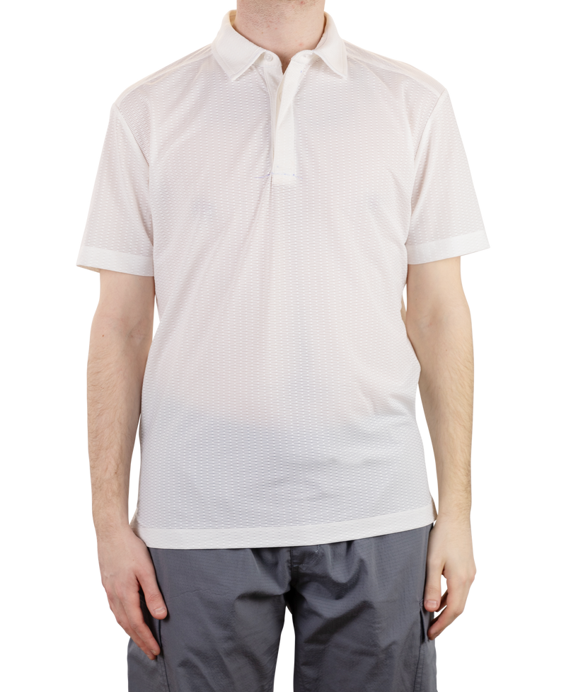 Metal Vent Jaquard Golf Polo - White