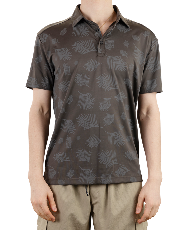 Two Tone Floral Printed Pique Polo - Dark Moss