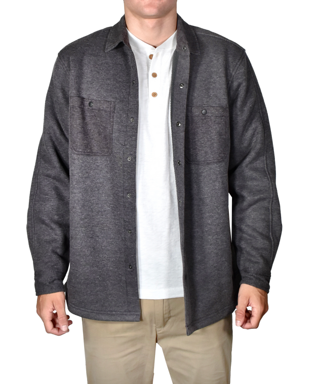 Fleece Lined Heathered Rib Shirt Jacket