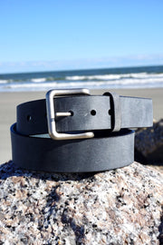 Oil Tanned Casual Belt, Matte Nickel Buckle, Light Slate