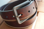 Bison Leather Casual Belt, Brass Buckle