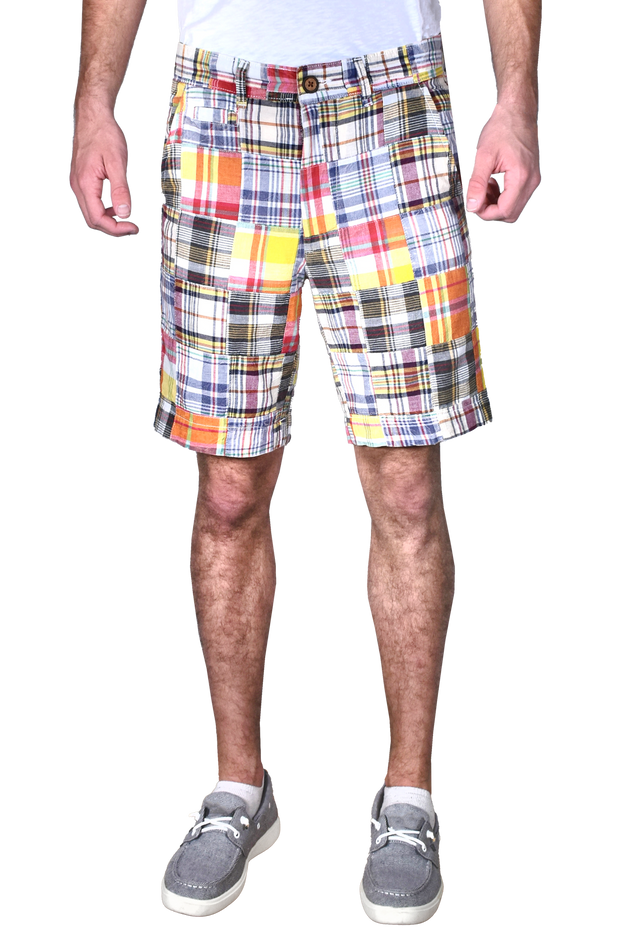 Mens patchwork 2025 madras shorts