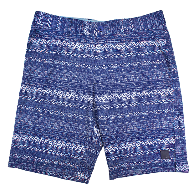Batik Print Golf Short, Denim Blue